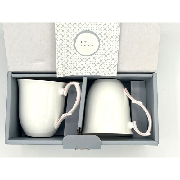 Twig New York Fine Bone‎ China Mugs Boutique Amelie Roseate Rim Set of Two NWB - Picture 8 of 16